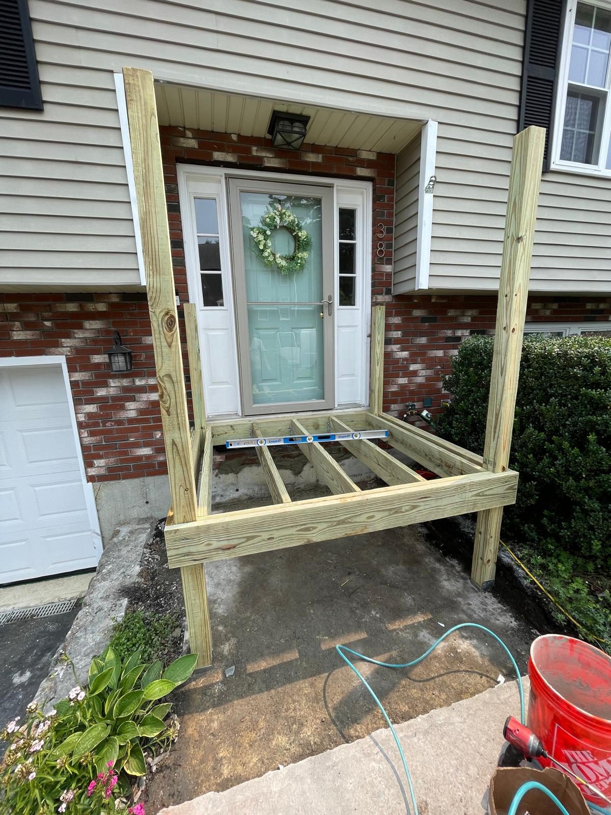 Front porch and stairs, before and after — Before