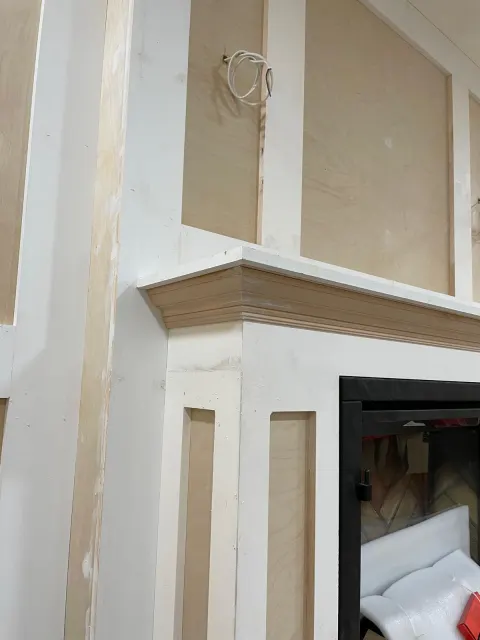 Fireplace mantel in progress